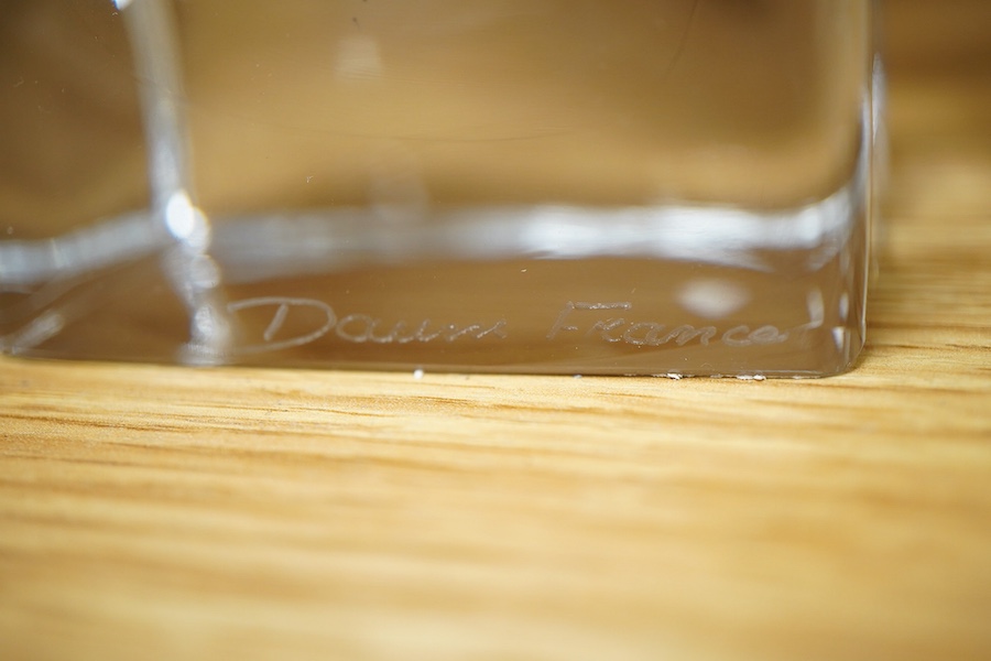 A signed Swedish Art glass bird and another, 28cm tall